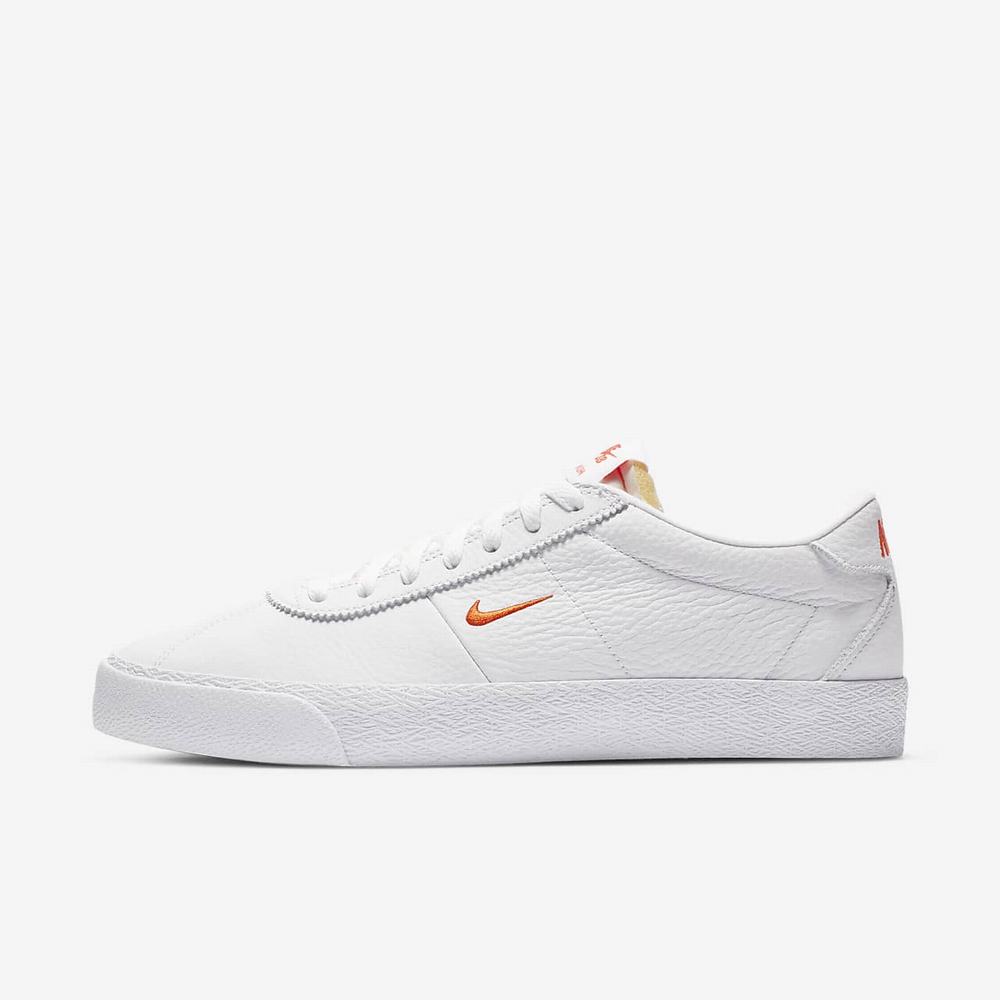 Chaussure De Skate Nike SB Zoom Bruin Blanche 4570-926 White/White/Gum Light Brown/Team Orange Femme | FAQ-62261235